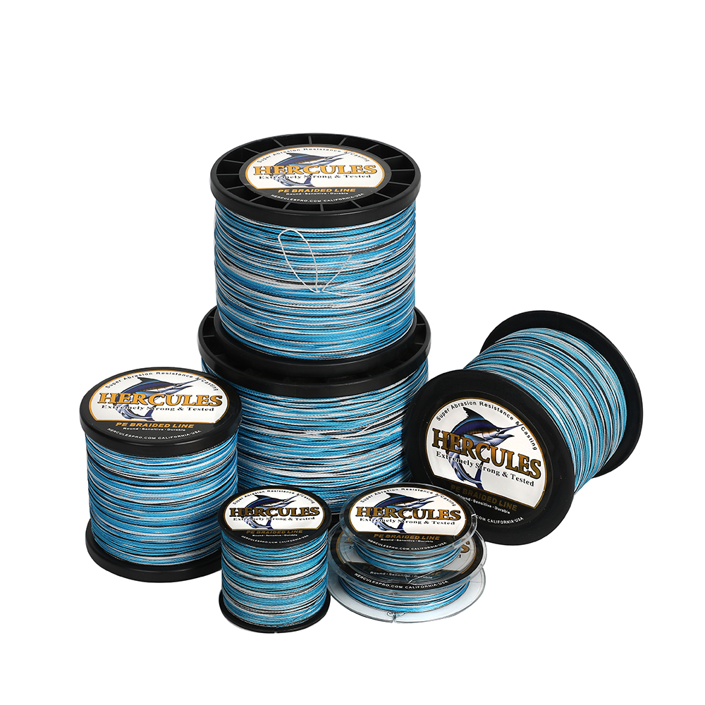 HERCULES Braided Fishing Line 4 Strands 6-100lbs Camo Blue Fishing Line