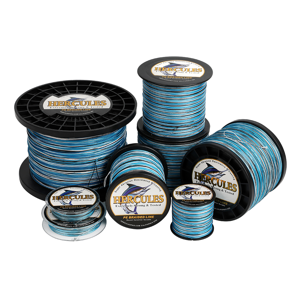 HERCULES Braided Fishing Line 8 Strands 10-300lbs Camo Blue Fishing Line