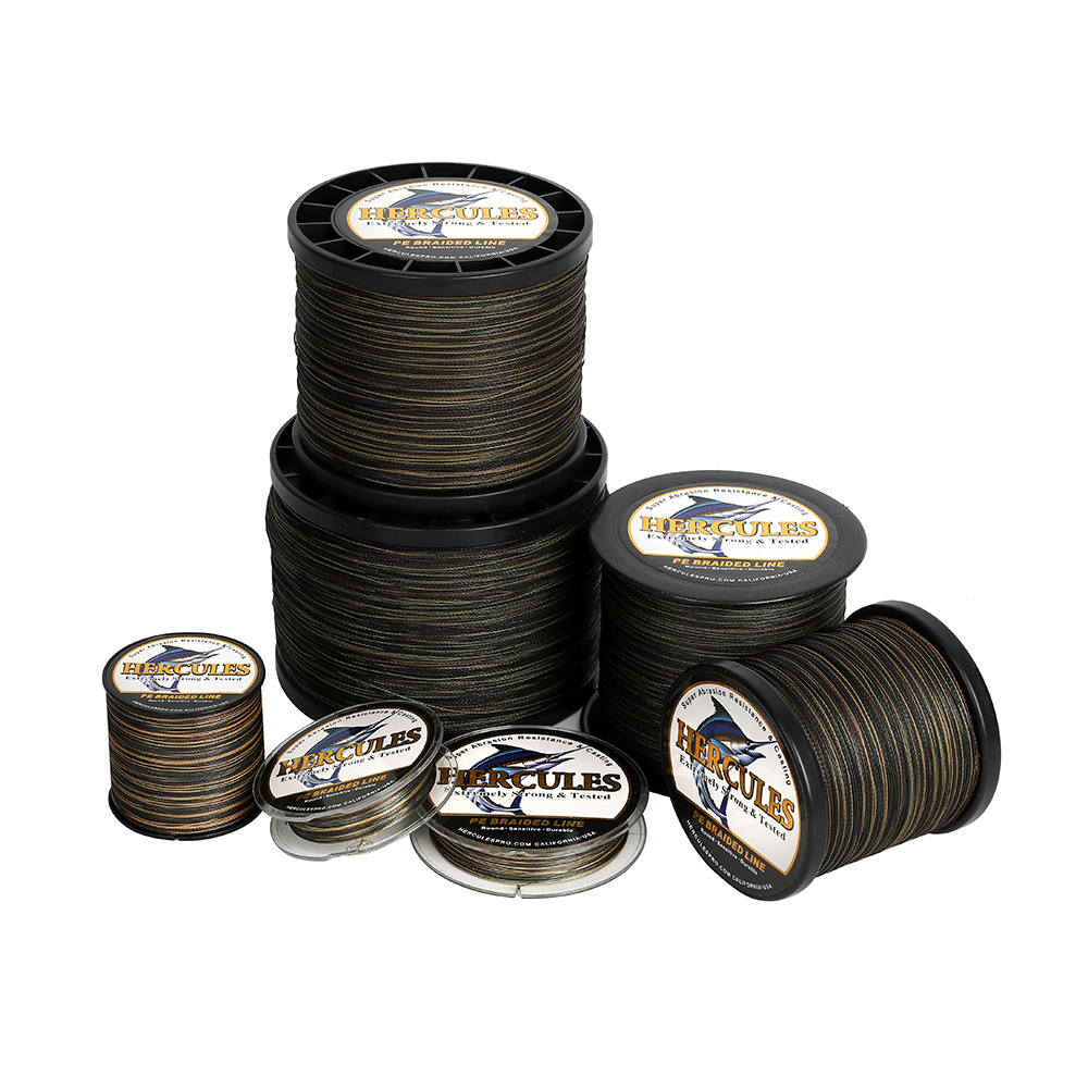 HERCULES Camouflage Braided Fishing Line 100M-1000M 4 Strands 6lb-100lb