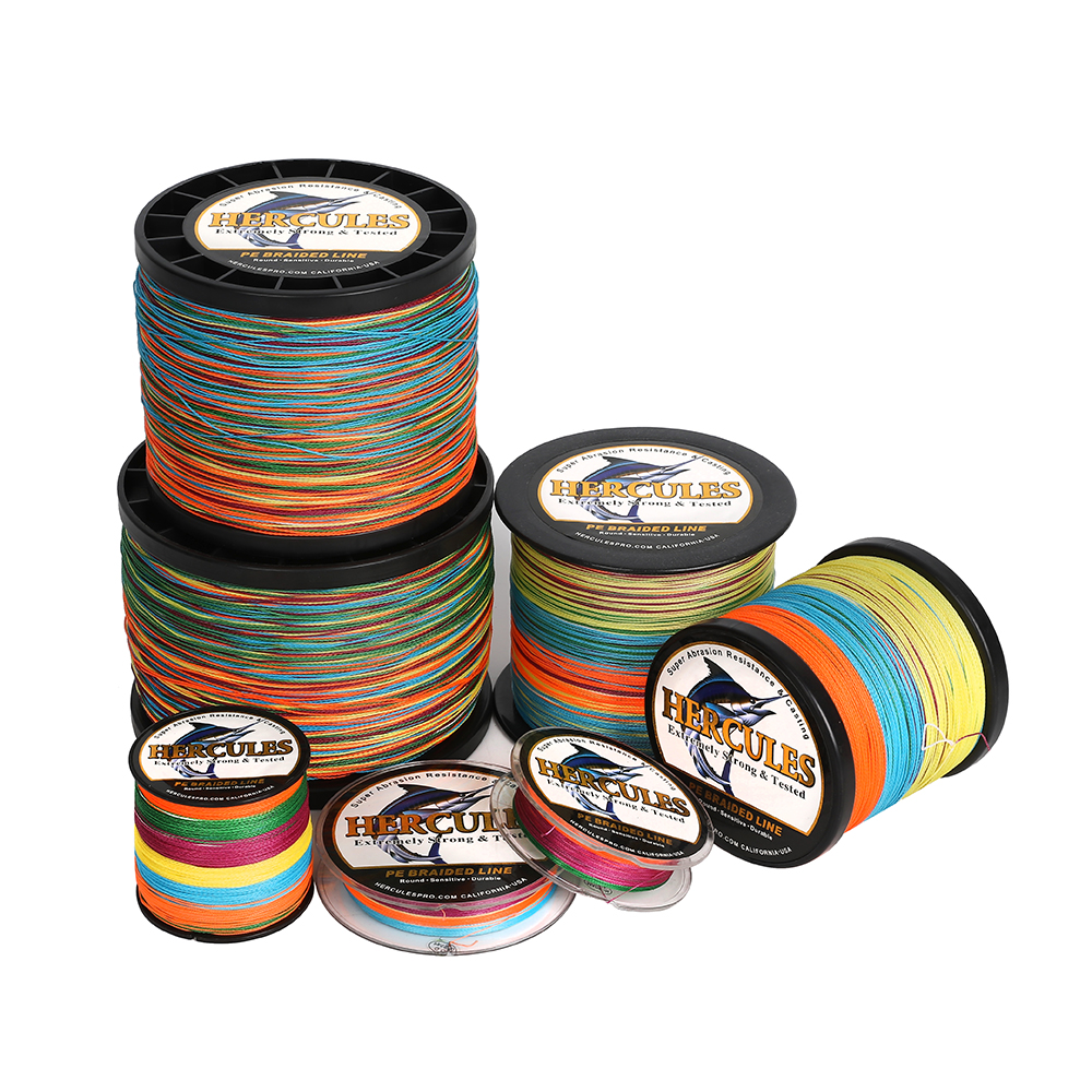 HERCULES Multicolor 4 Strands PE Braided Fishing Line Strong Wear Resistance