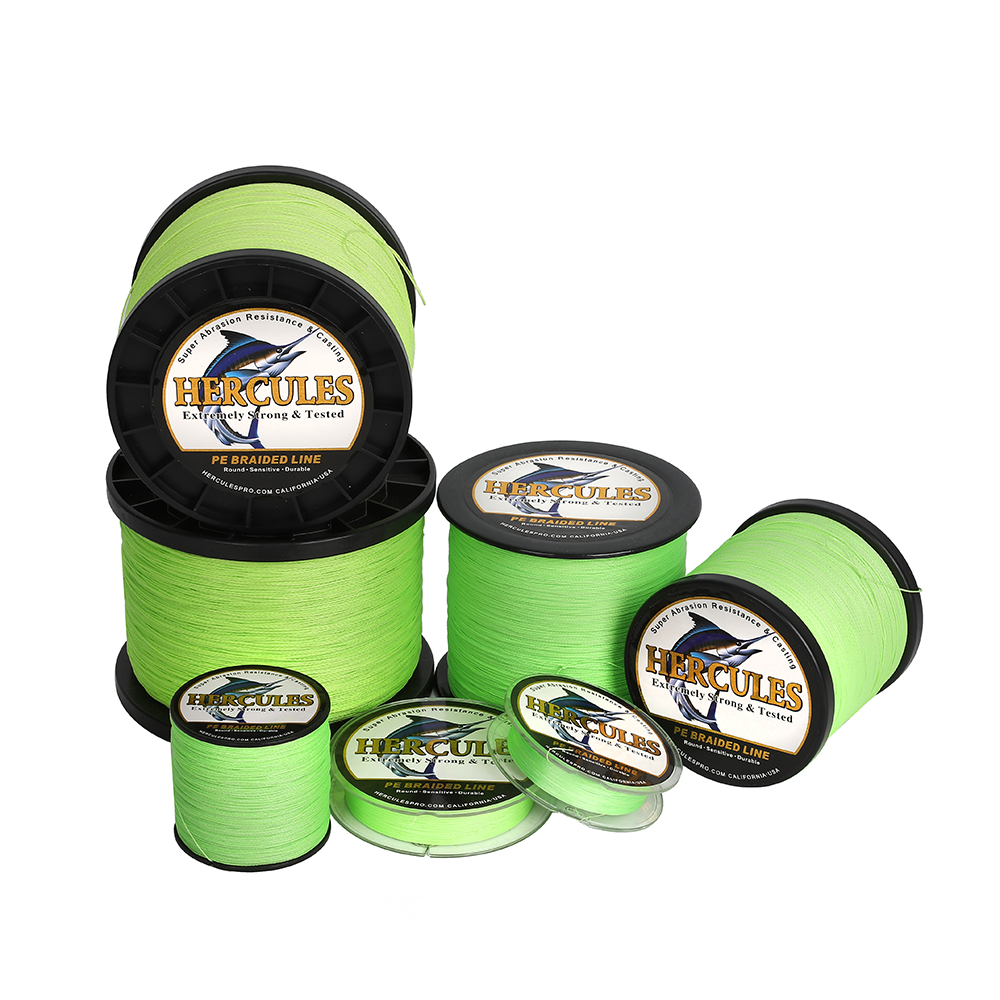 HERCULES Extreme Weave PE Braided Fishing Line Fluorescent Green 4 Strands