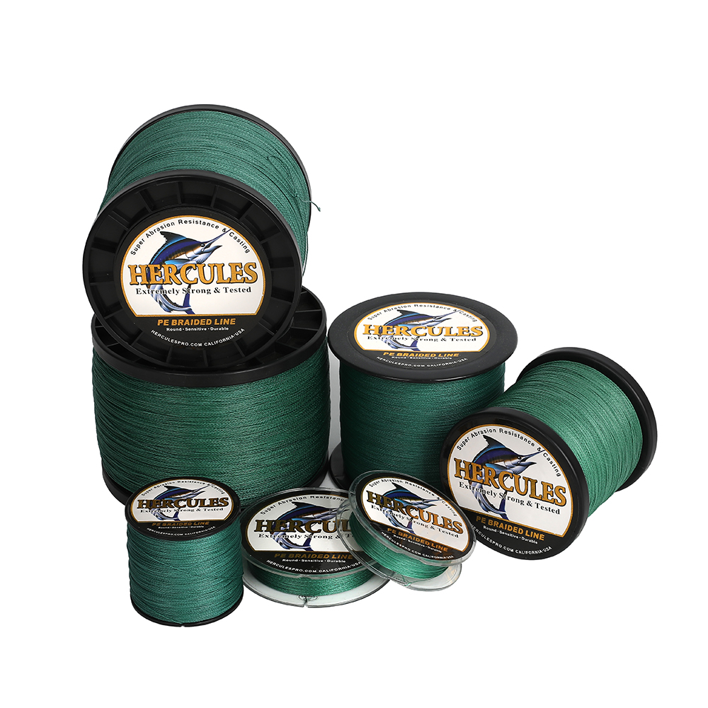 HERCULES Green Low-Vis Braided Fishing Line 4 Strands 6lb-100lb 100M-1000M