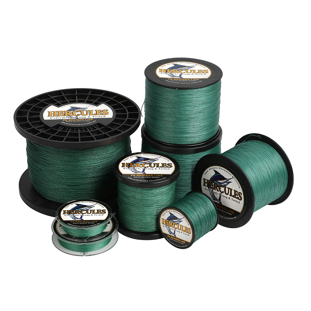 HERCULES Green Low-Vis Braided Fishing Line 8 Strands 10lb-300lb 100M-1000M