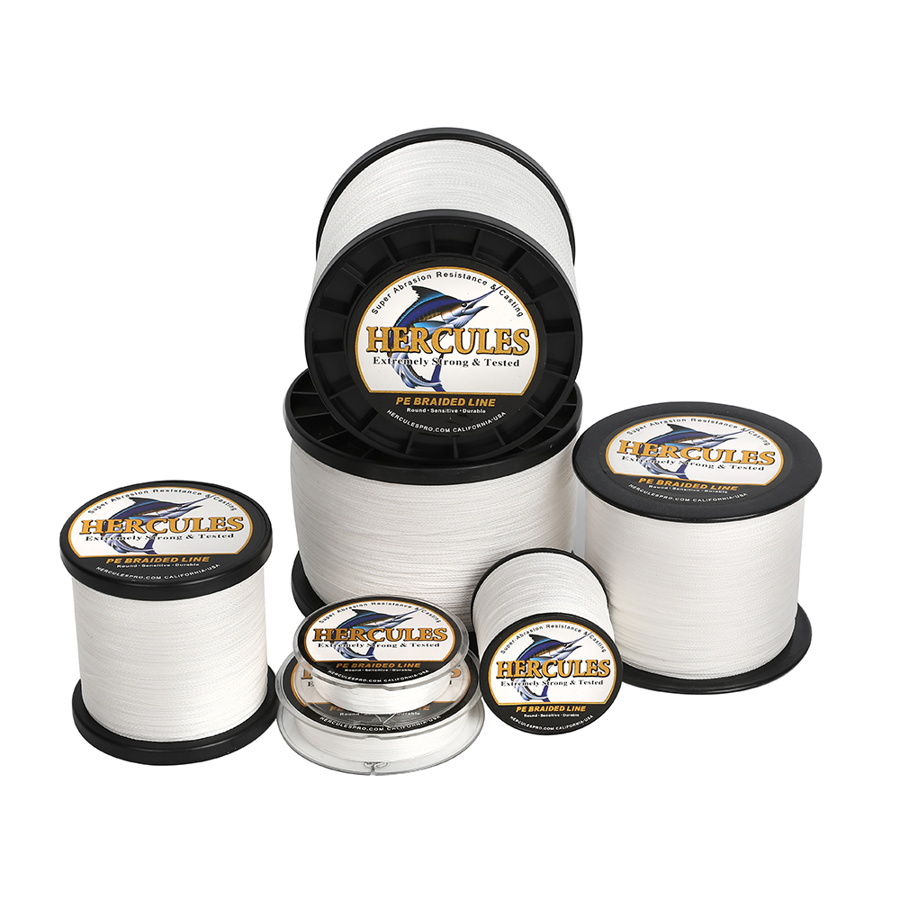 HERCULES 4 Strands 6lb-100lb White Braided Fishing Line Saltwater/Freshwater